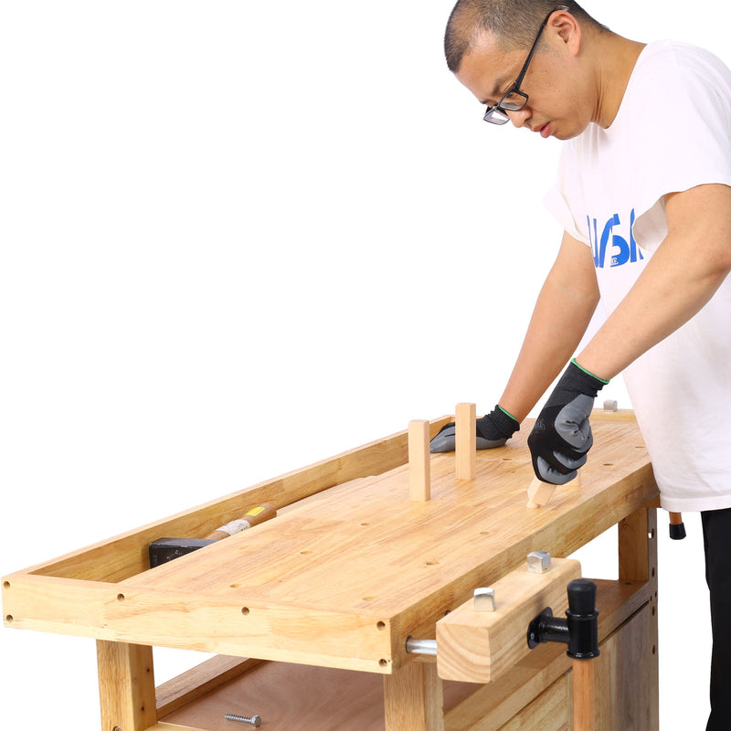 Wood Workbench For Garage Workshop And Home - Natural