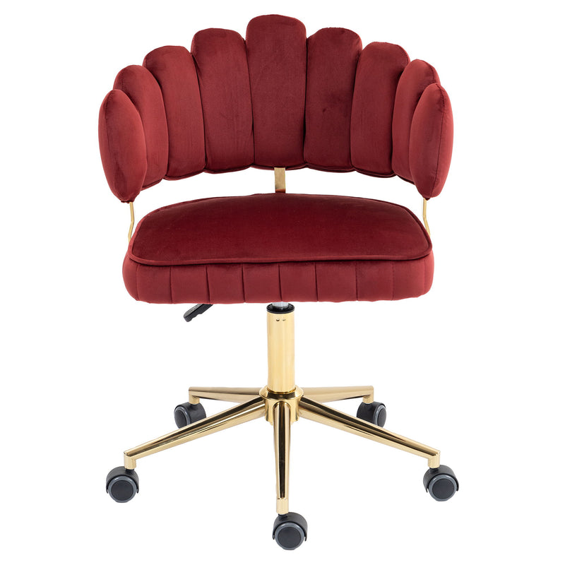 Modern Velvet Home Office Desk Chair With Adjustable Height And Swivel Wheels