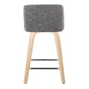 Toriano - Contemporary Fixed Height Counter Stool With Swivel With Square Footrest (Set of 2)