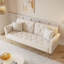 Luxurious Velvet Sofa Bed With Nail Head Trim And Matching Pillow