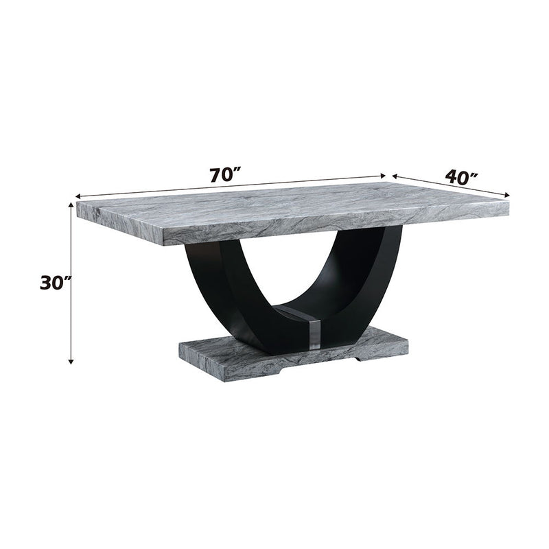 Caralin - Dining Table - Engineered Stone & Black Finish