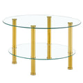 Contemporary Minimalist Double Layer Tempered Glass Coffee Table