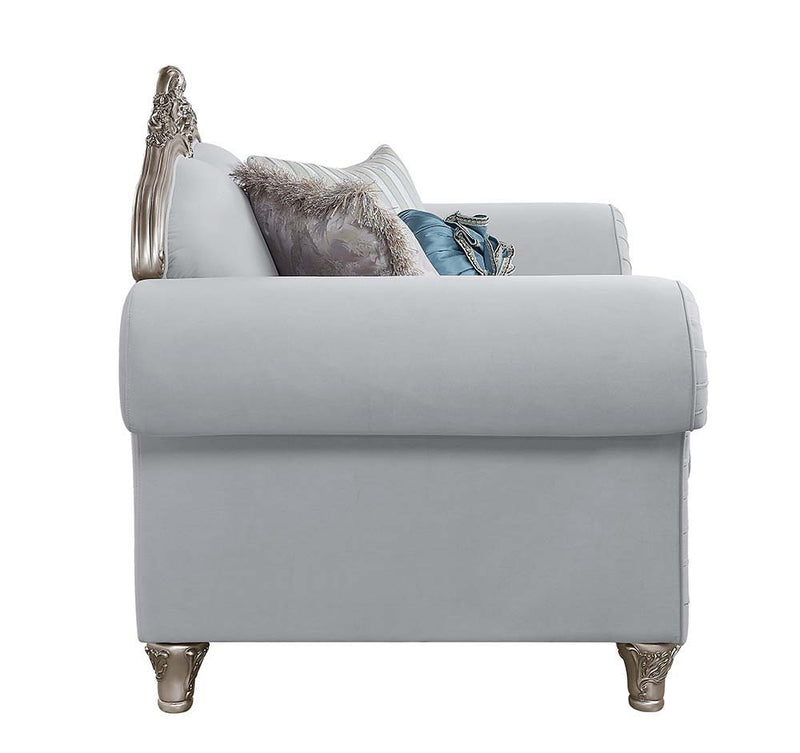 Pelumi - Chair - Light Gray Linen & Platinum - Finish - Atlantic Fine Furniture Inc