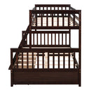 Twin-Over-Full Bunk Bed with Ladders and Two Storage Drawers(Espresso)( old sku:LT000165AAP）