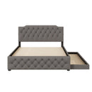 Upholstered Platform Bed With Trundle And 2 Sets Of USB Ports On Each Side, Linen Fabric