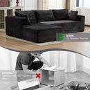 Compression Sectional Couch With Comfy Chaise, Boneless L Shape Sofa With Deep Seat