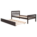 Twin Bed with Trundle, Platform Bed Frame with Headboard and Footboard, for Bedroom Small Living Space,No Box Spring Needed,Espresso(Old SKU:W50440557)