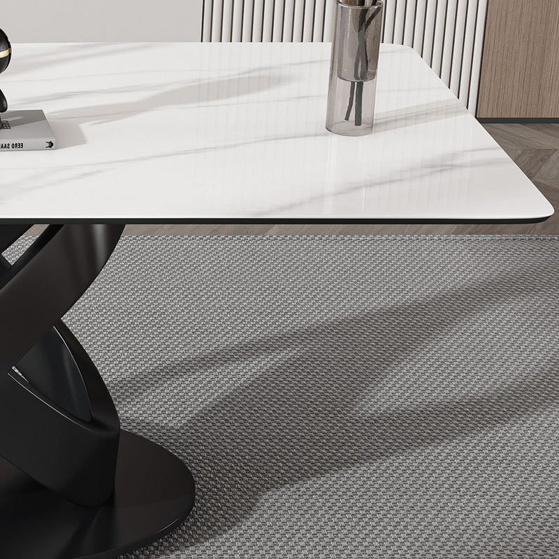 Rectangular Dining Table, For Dinner Party, 4 Chairs - Black / White