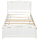 Wood Platform Bed with Headboard,Footboard and Wood Slat Support, White