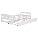 Twin Size Platform Bed with Twin Size Trundle, White