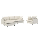 Living Room Set Modular Sectional Couch, Upholstered Sofa & Armchair & Movable Ottoman