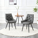 Dining Kitchen Chairs, Flat Back (Set of 2) - Dark Gray