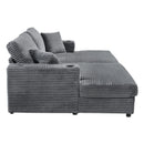 Oversized Loveseat Chaise With 2 USB Ports, 2 Cup Holders And 2 Throw Pillows