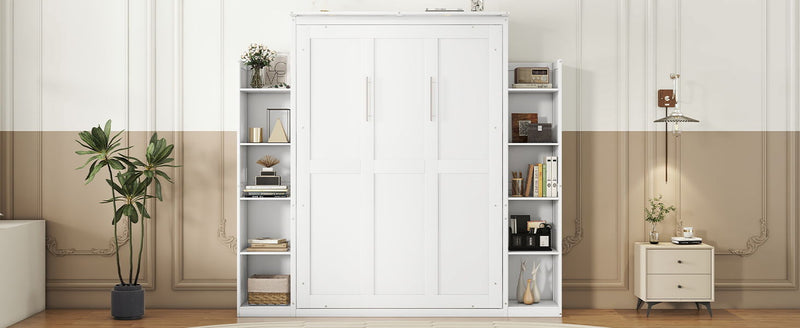 Wall Murphy Bed With Shelves And LED Lights