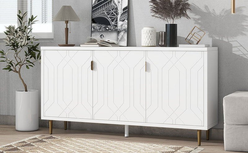 Modern TV Stand With 3 Doors And Adjustable Shelves