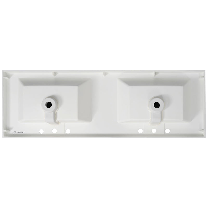 Vanity Top With Undermount Rectangular Double Sinks, Faucet Holes - White