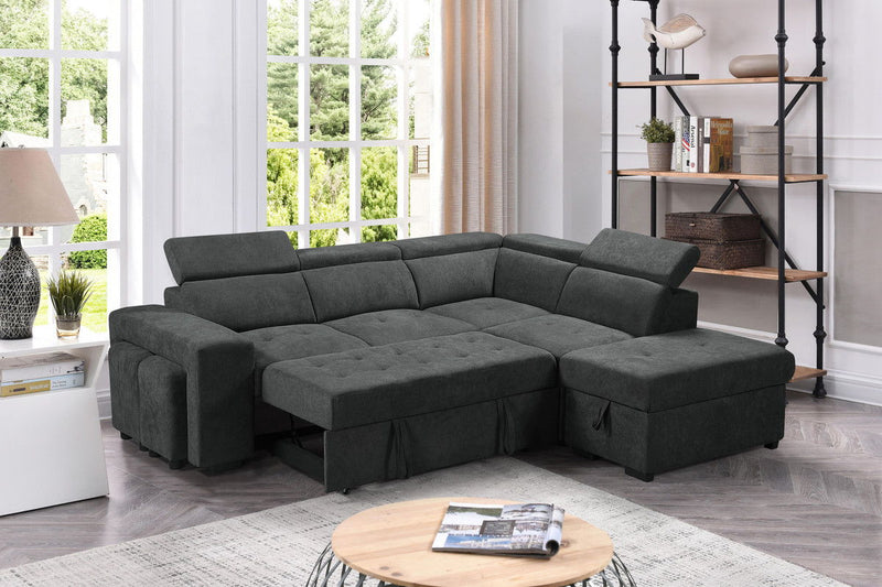 Henrik - Sleeper Sectional Sofa With Storage Ottoman And 2 Stools