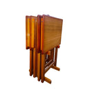 Folding Trays With Storage Rack Snack Table (Set of 4) - Honey