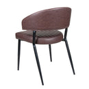 Modern Curved Back Upholstered Dining Chair Set With Metal Legs (Set of 2) - Brown / Black