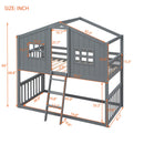 House Bunk Bed With Ladder, Wood Bed