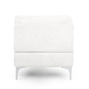 Fabric Upholstered Chaise Lounge With Iron Bracket Legs