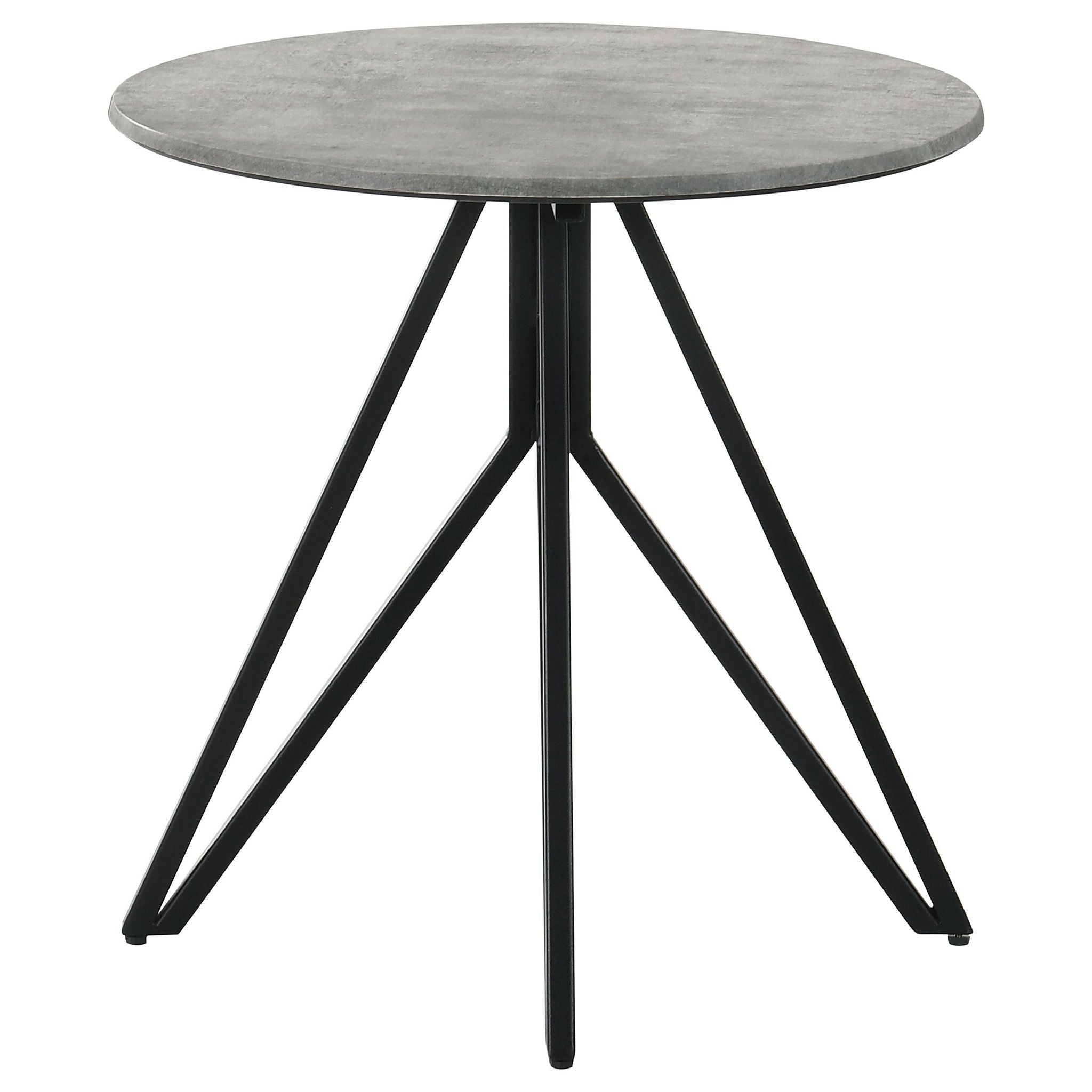 Hadi Round SmartTop Side End Table Cement and Gunmetal - Atlantic Fine Furniture Melbourne FL
