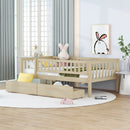 Twin Size Daybed Wood Bed with Two Drawers, Natural