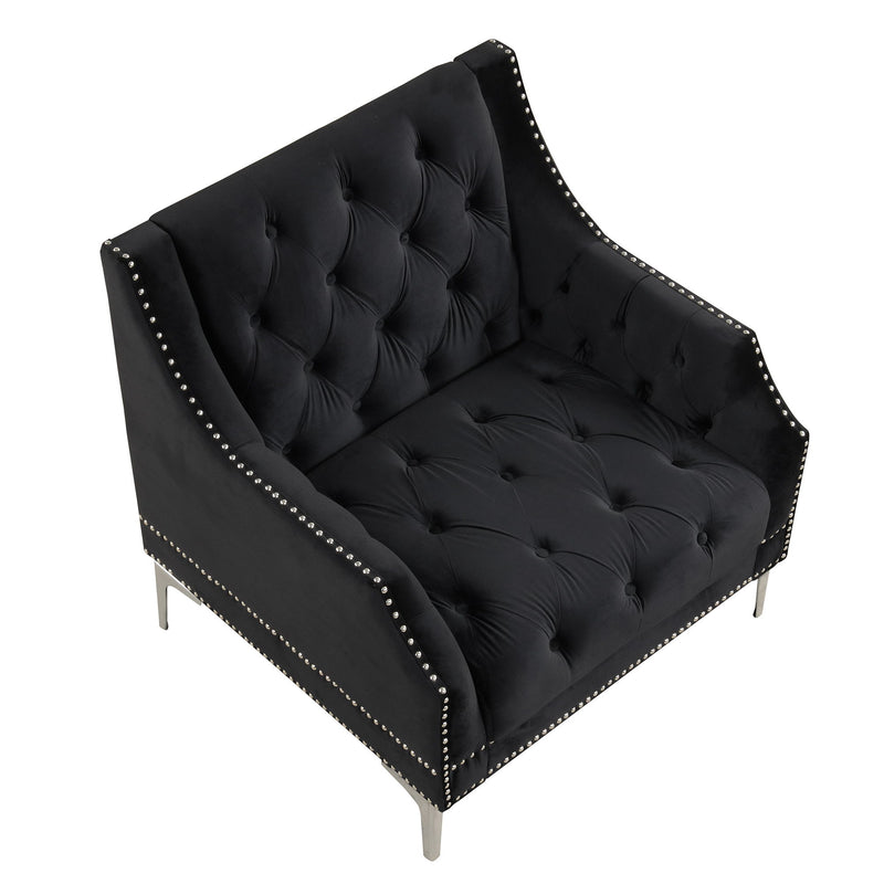 Modern Sofa Dutch Plush Upholstered Sofa & Metal Legs, Button Tufted Back