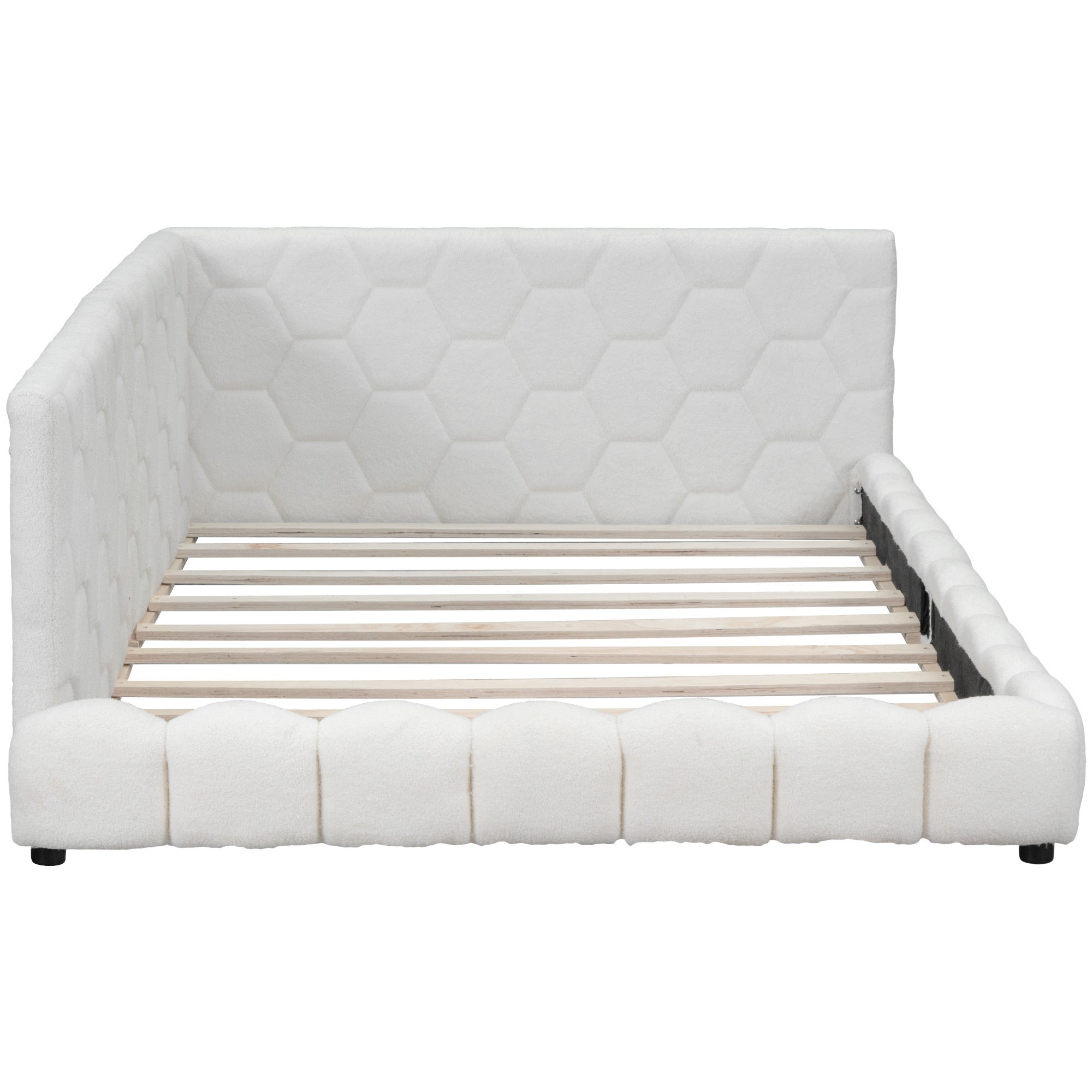 Upholstered Full Size platform bed with USB Ports and LED belt, White - Atlantic Fine Furniture Melbourne FL