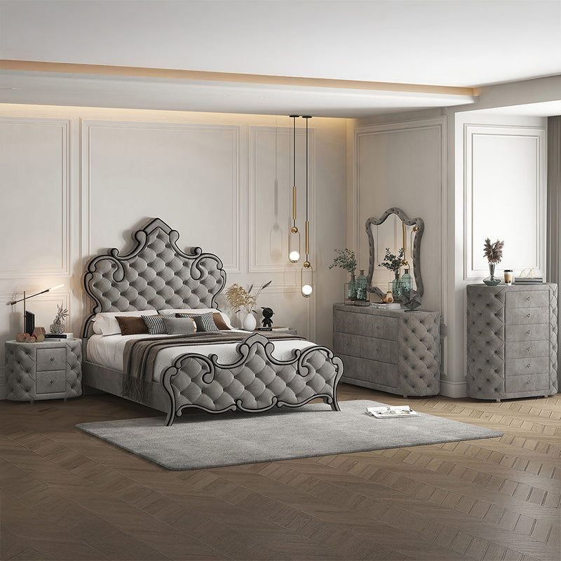 Perine - Dresser - Gray Velvet - Atlantic Fine Furniture Inc