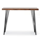 Modern Industrial Breakfast Bar Table, Metal Hairpin Legs & Wood Veneer Top - Natural