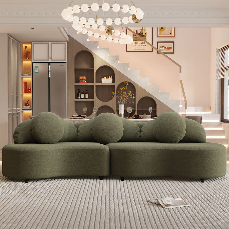Modern Living Room Sofa Lamb Velvet Upholstered For Home