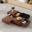 Italian Retro Inspired Acacia Wood Storage Coffee Table - Brown / Black