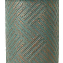 Round Outdoor End Table With Tree Stump Design For Patio - Golden / Green / Peacock