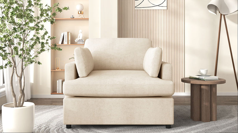 Oversized Accent Chair Comfortable Armrest Cushions, Versatile Neutral Style, Elegant Design, Durable Frame