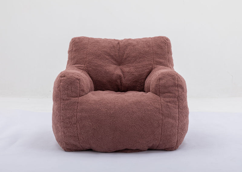 Soft Teddy Fabric Tufted Foam Bean Bag Chair With Teddy Fabric