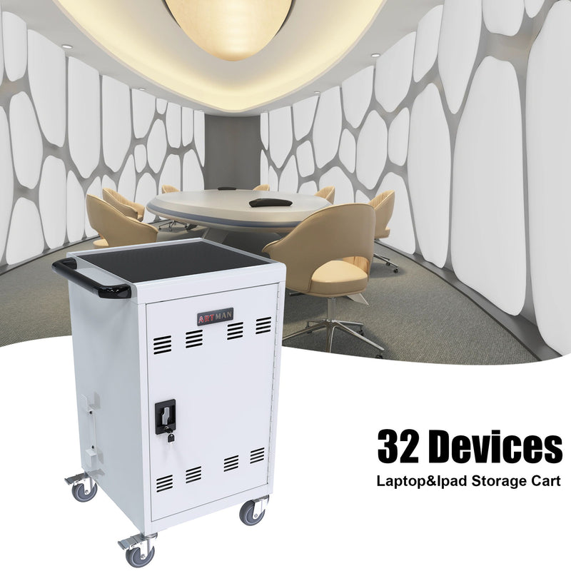 Mobile Charging Cart Station For Chromebook, Tablet And Laptop Computer With Power Strip Included