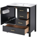 Modern Bathroom Vanity With Ceramic Sink, Solid Frame And Storage Solutions