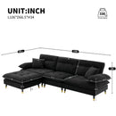 L Shaped Convertible Sectional Sofa 4 Seat Tufted Couch Set With Two Tone Adjust Legs Cloud Movable Ottoman