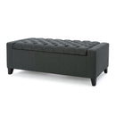 Contemporary Storage Ottoman With Tufted Top - Dark Gray