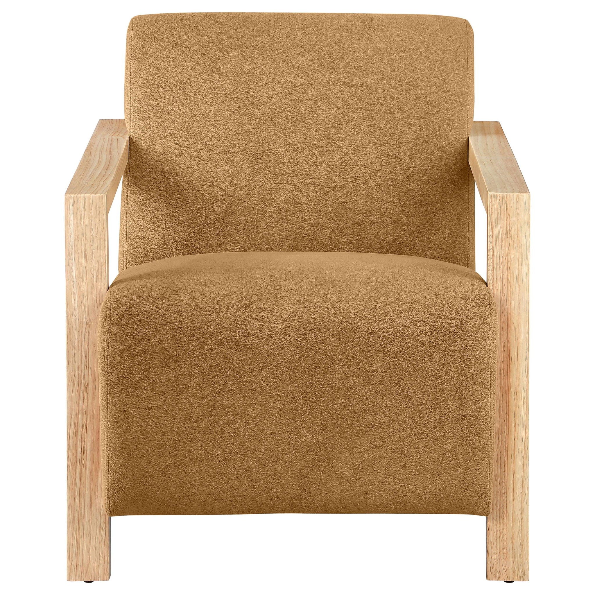 Diego Upholstered Accent Arm Chair with Wood Arms Honey - Atlantic Fine Furniture Melbourne FL