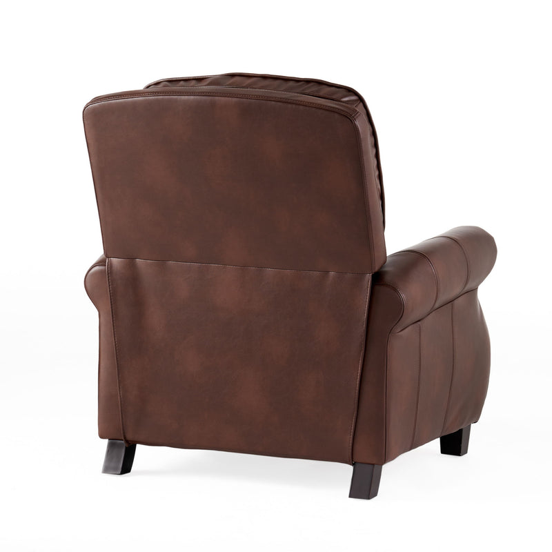 Neville - Recliner Chair With Push Back Function And Birch Wood Legs - Brown