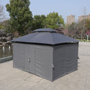 13 0 Ft Outdoor Patio Gazebo Canopy Tent With Ventilated Double Roof And Side Wall (Detachable Curtain Included On All Sides) Suitable For Lawn Garden Backyard And Deck - Gray