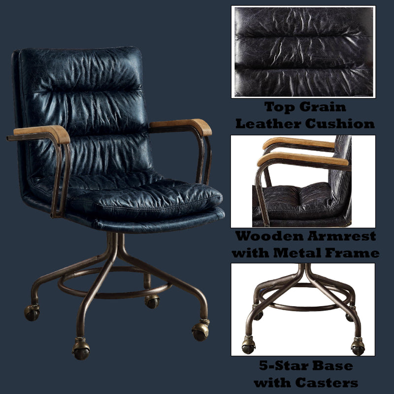 Harith - Retro Top Grain Leather Office Chair