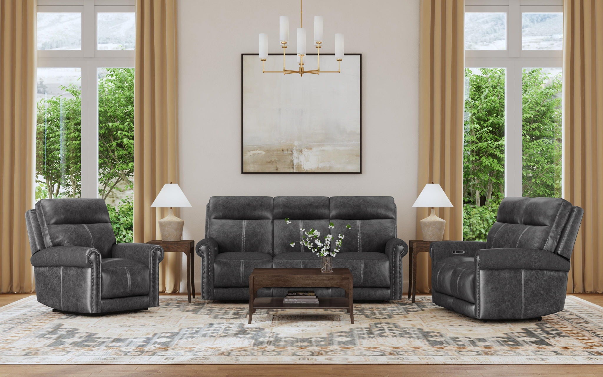 Alexander - Power Reclining Sofa With Console, Power Headrest & Lumbar