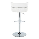 Cinch - Contemporary Adjustable Barstool With Swivel With Rounded T Footrest (Set of 2) - Chrome / White
