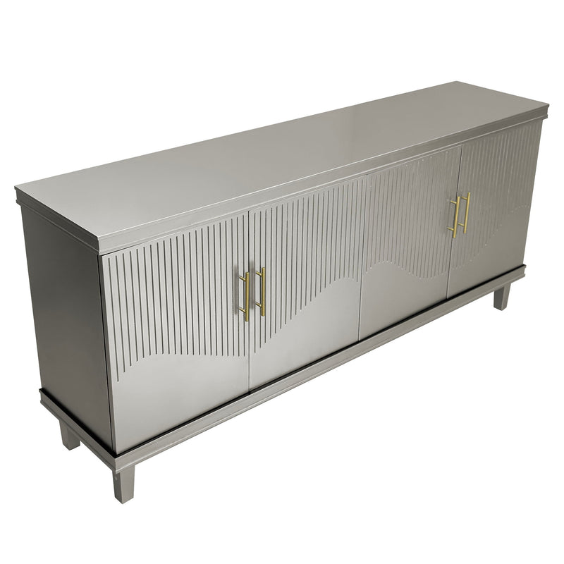 4 Door Cabinet With Adjustable Shelves, Large Storage For Living Room - Champagne