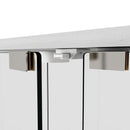 Modern Display Cabinet With LED Lights, Transparent Tempered Glass 2 Door Storage Case With 3 Shelves