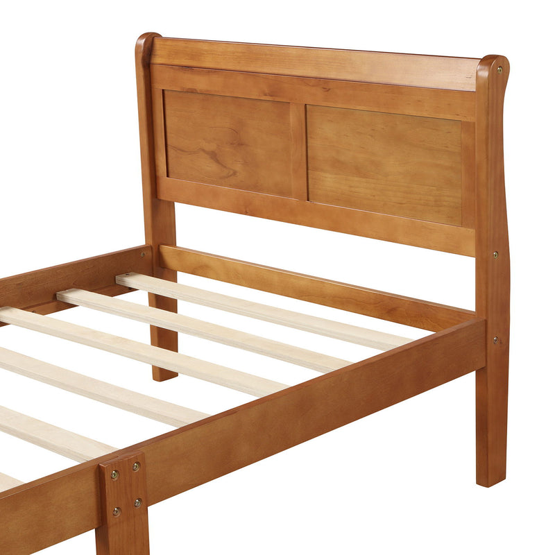 Twin Platform Bed Frame Mattress Foundation Sleigh Bed With Headboard / Footboard / Wood Slat Suppor