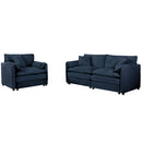 Modern Upholstered Chenille Loveseat And Armchair Set With Pillows